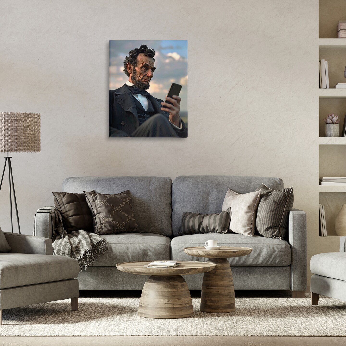 Stupell Industries Abe Lincoln with Cellphone Canvas Design by Michael McKinney