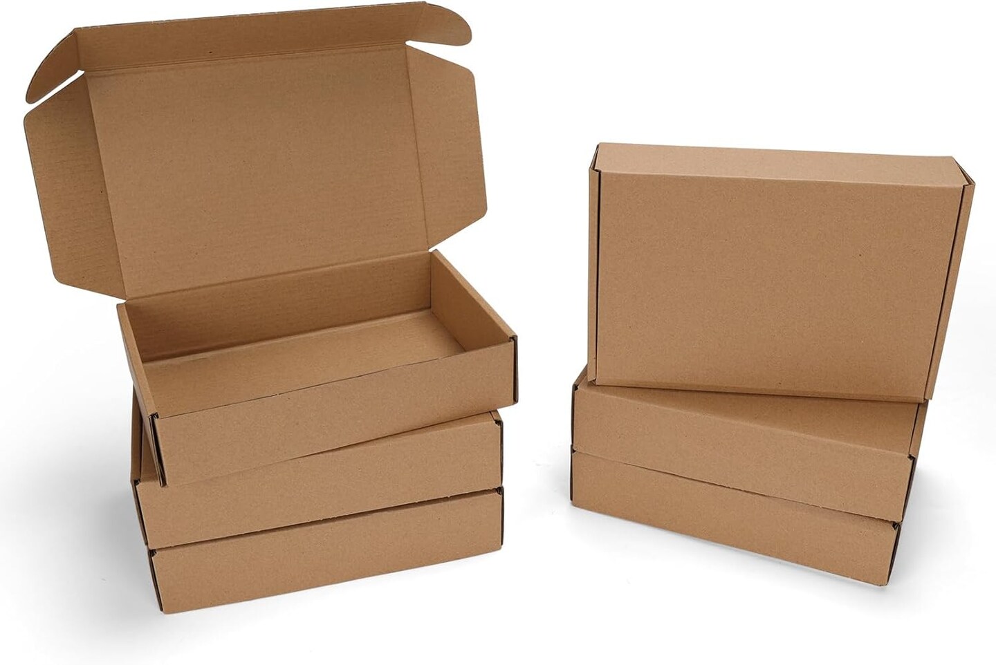 6-Pack 9x6x2 Inch Brown Kraft Shipping Boxes – Tab Lock Tuck Top Mailer Boxes for Small Business, Gifts, and Packaging (Brown)