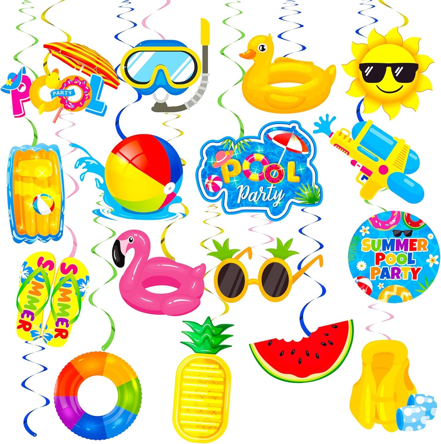 Splish Splash Birthday Bash Party Supplies Splish Splash Balloons Beach Happy Birthday Banner Summer Pool Party Hanging Swirls for Boys Hawaiian Summer Pool Beach Party Decorations