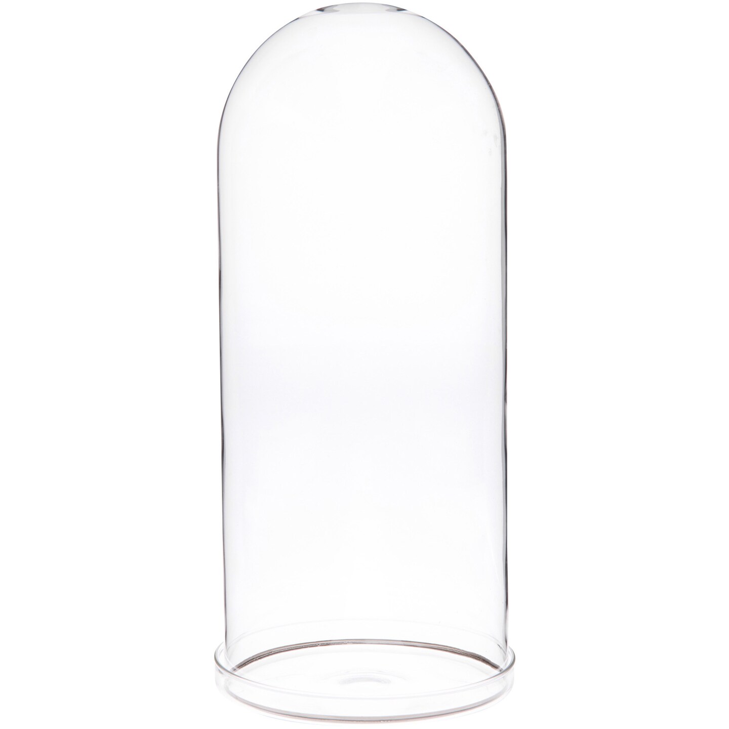 Plymor 5.5" x 13" Glass Display Dome Cloche with Silver Rim (Clear Glass Tray Base)