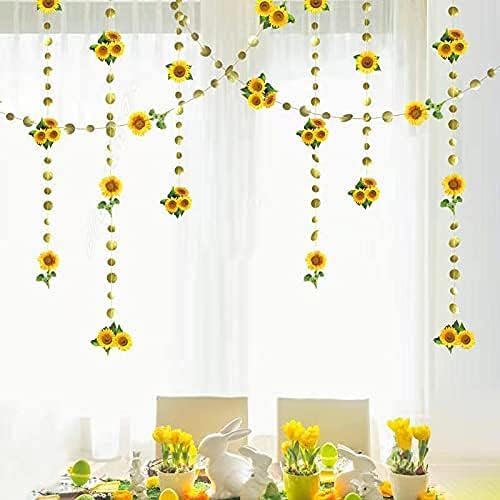 Summer Sunflower Garland 26 Ft Hanging Streamers for Sunflower Baby Shower, Birthday, Wedding, and Autumn Events
