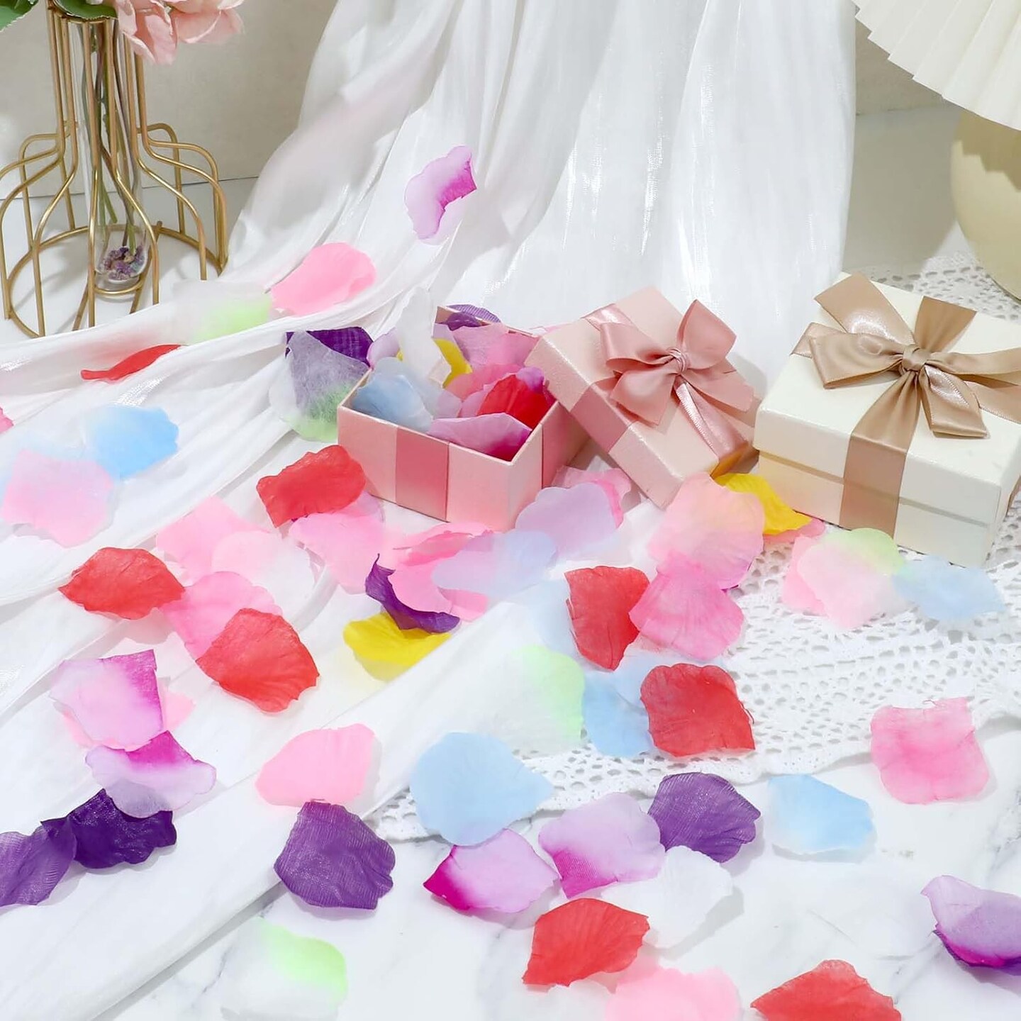 1000 pcs Artificial Rose Petals Fake Petal Flower Decoration for Wedding Party Silk Flower Rose Petals Multicolor Flower Petals