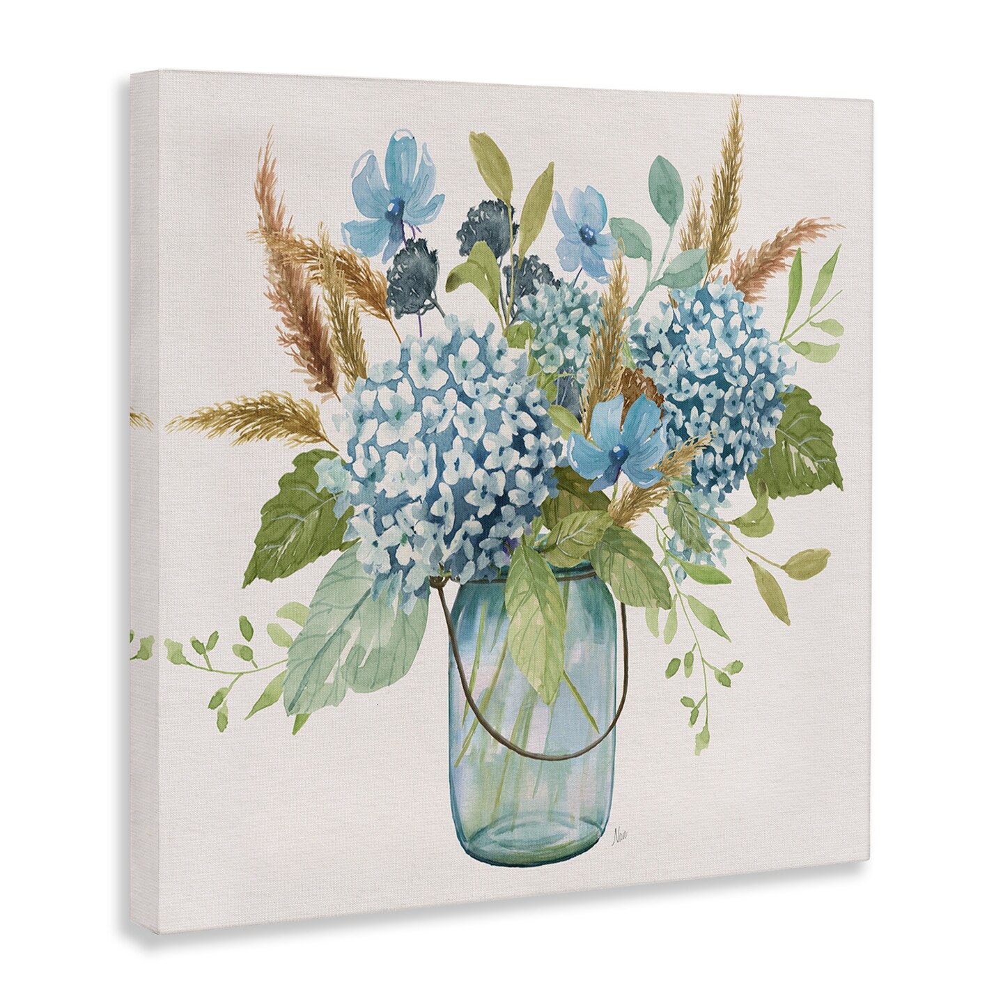 Stupell Industries Hydrangea in Mason Jar Canvas Design by Nan