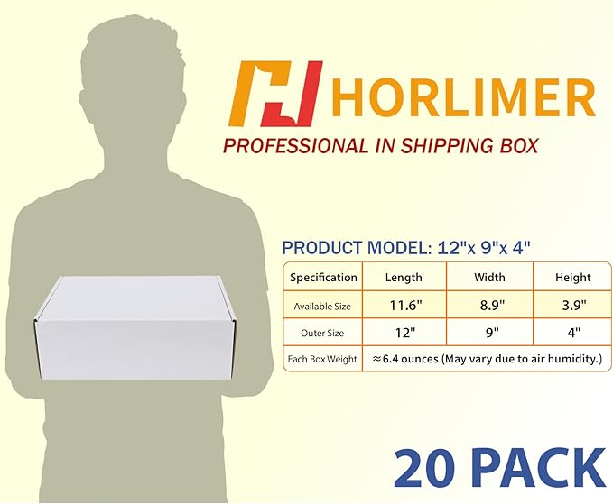 12x9x4 inches Shipping Boxes Set of 20, White Corrugated Cardboard Box Literature Mailer