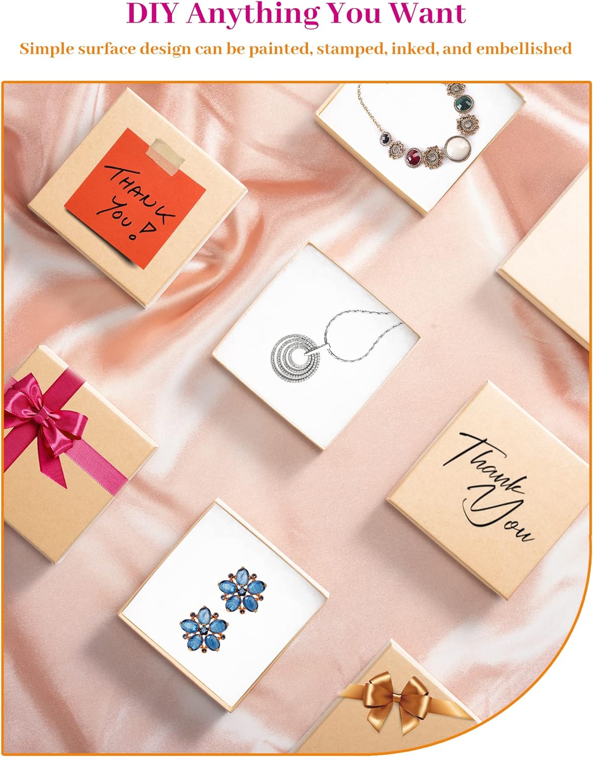 Jewelry Gift Boxes, 3.5x3.5x1 Inch 20 Pcs Matte Small Gift Box wtih Lids, Small Cardboard Jewelry Boxes with Cotton Filled and Lids
