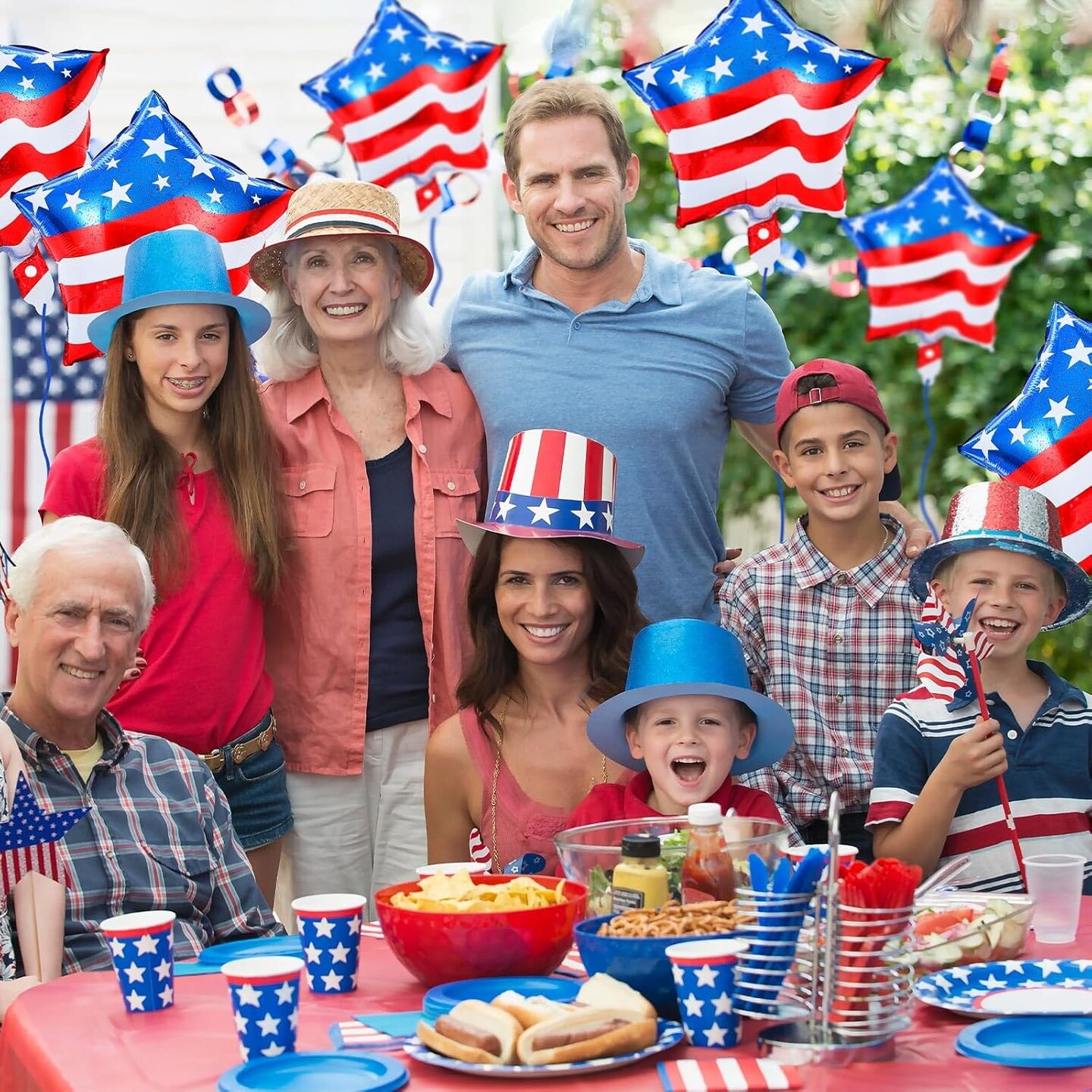 30Pcs 4th of July American Flag Balloons 18 inch Red White and Blue Star Foil Balloons