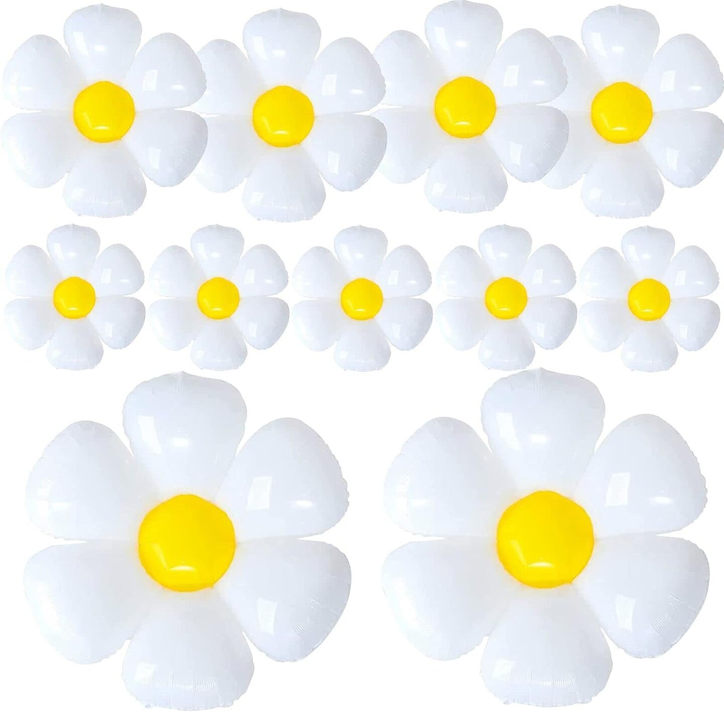 11PCS Daisy Balloons,Huge White Flower Daisy Foil Mylar Balloons for Baby Shower Wedding Groovy Boho Daisy Birthday Party Decorations (43in&#x27;&#x27;28in&#x27;&#x27;16in&#x27;&#x27;)