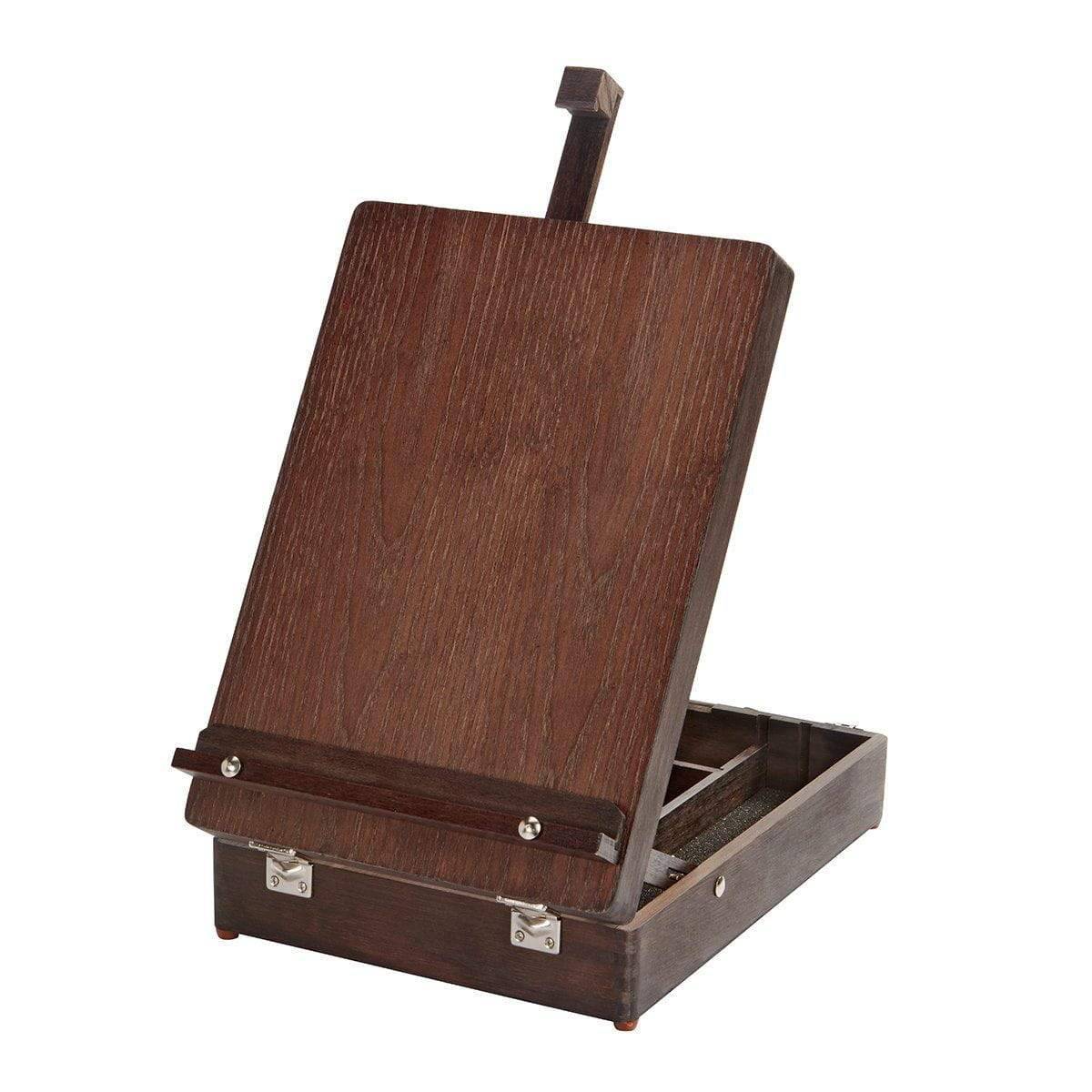KINGART® Wooden Tabletop Easel Art Box, Adjustable & Portable, Espresso Finish