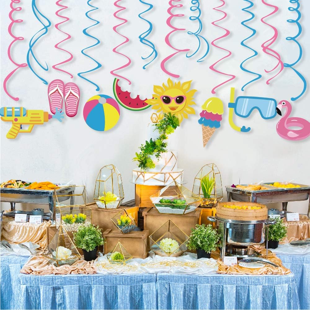 Pool Party Decorations,Summer Decor,Pool Hanging Swirl Decorations,Themed Birthday Party,Ceiling Decorations for Home,Classroom,Office