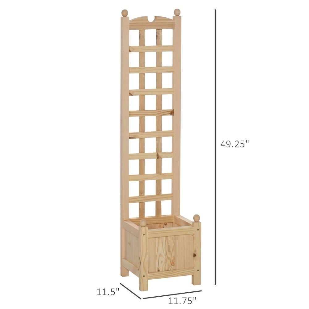 Wooden Raised Garden Planter Bed with Trellis Lattice Panels