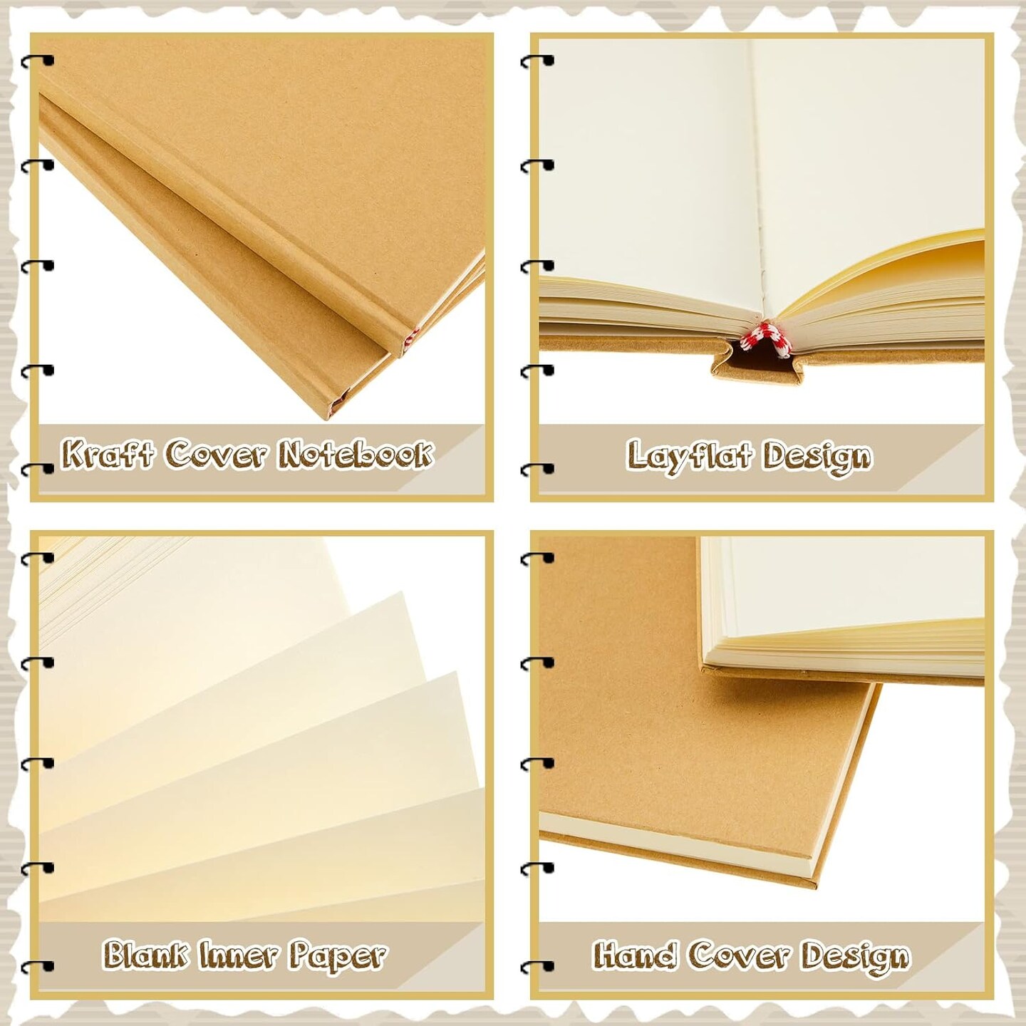 16 Pcs A5 Blank Kraft Notebooks Journals Bulk 100 Sheets/200 Pages Unlined Sketchbooks for Writing Drawing Composition Notebook