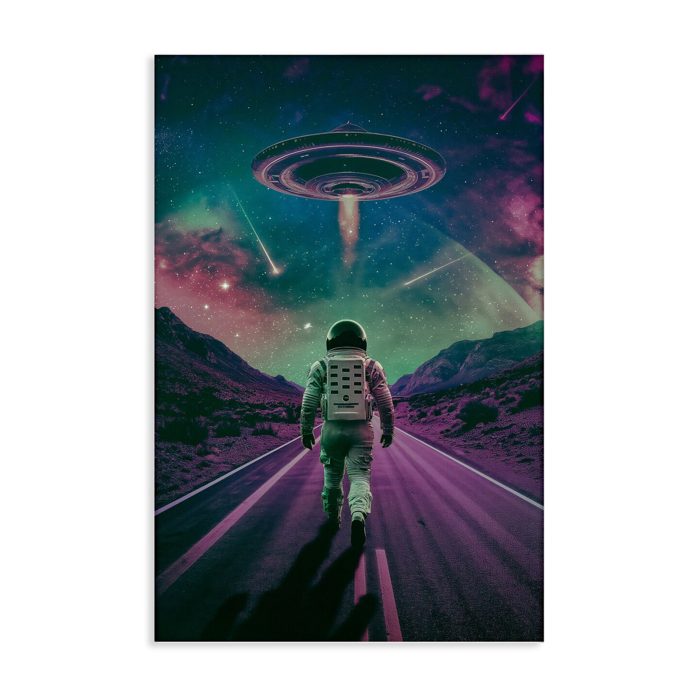 Stupell Industries Alien Spaceship over Astronaut Canvas Design by Wumples