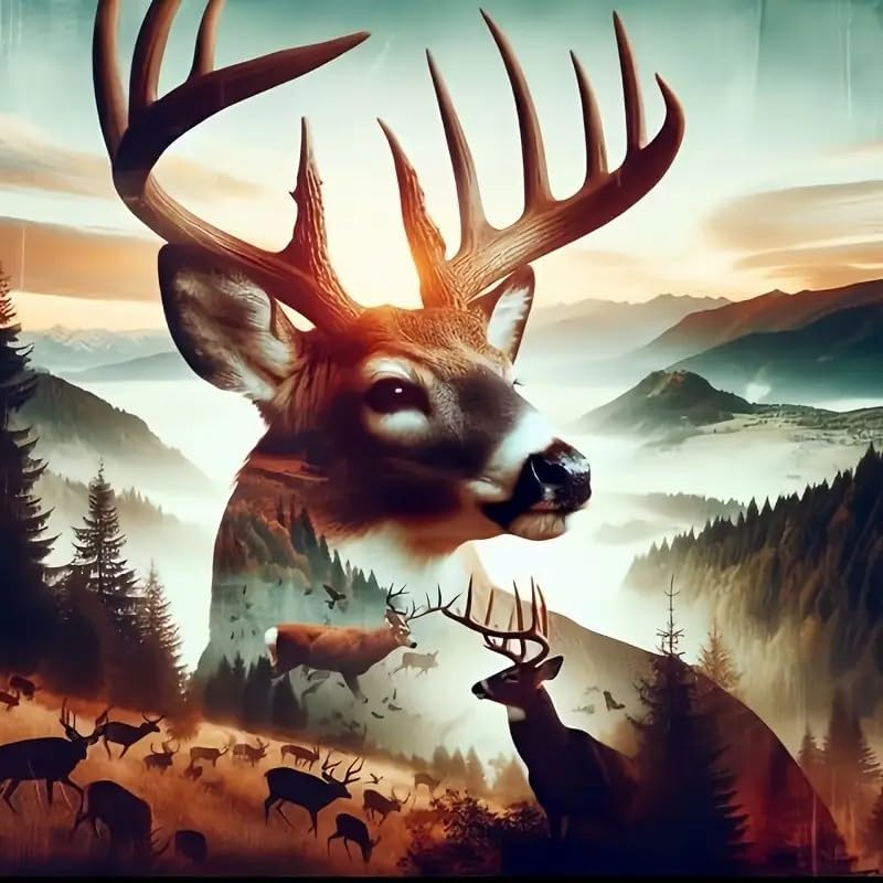 Elk Diamond Painting Kits for Adults,5D Deer Diamond Painting DIY Animal Diamond Art Diamond Painting Kit for Adult,Round Full Drill Diamonds, Diamond Art Kits for Home Decor