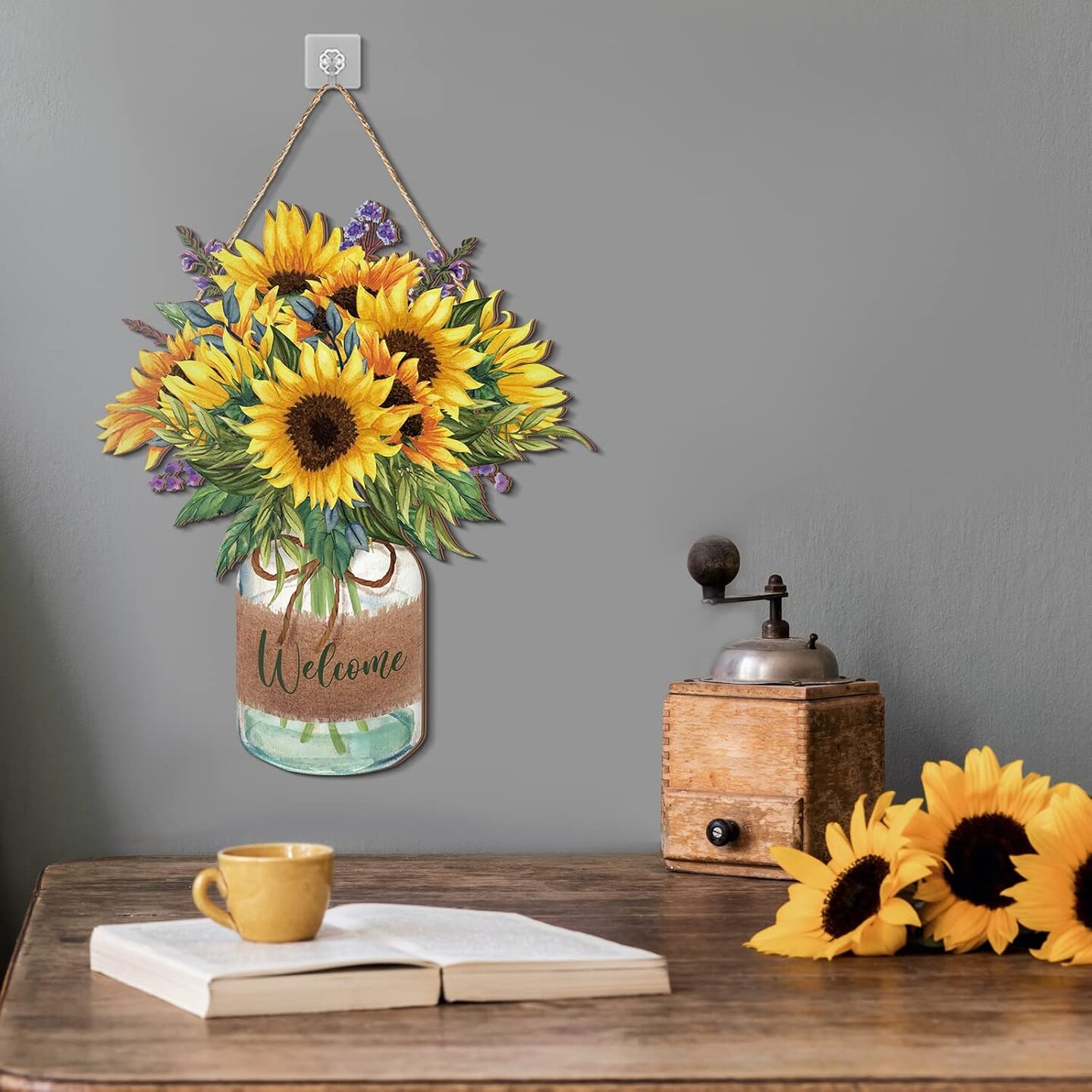 Welcome Sign Summer Door Sign Sunflower Wooden Farmhouse Home Sign Welcome Sign for Summer Front Door Porch Farmhouse Outdoor Home Ornaments