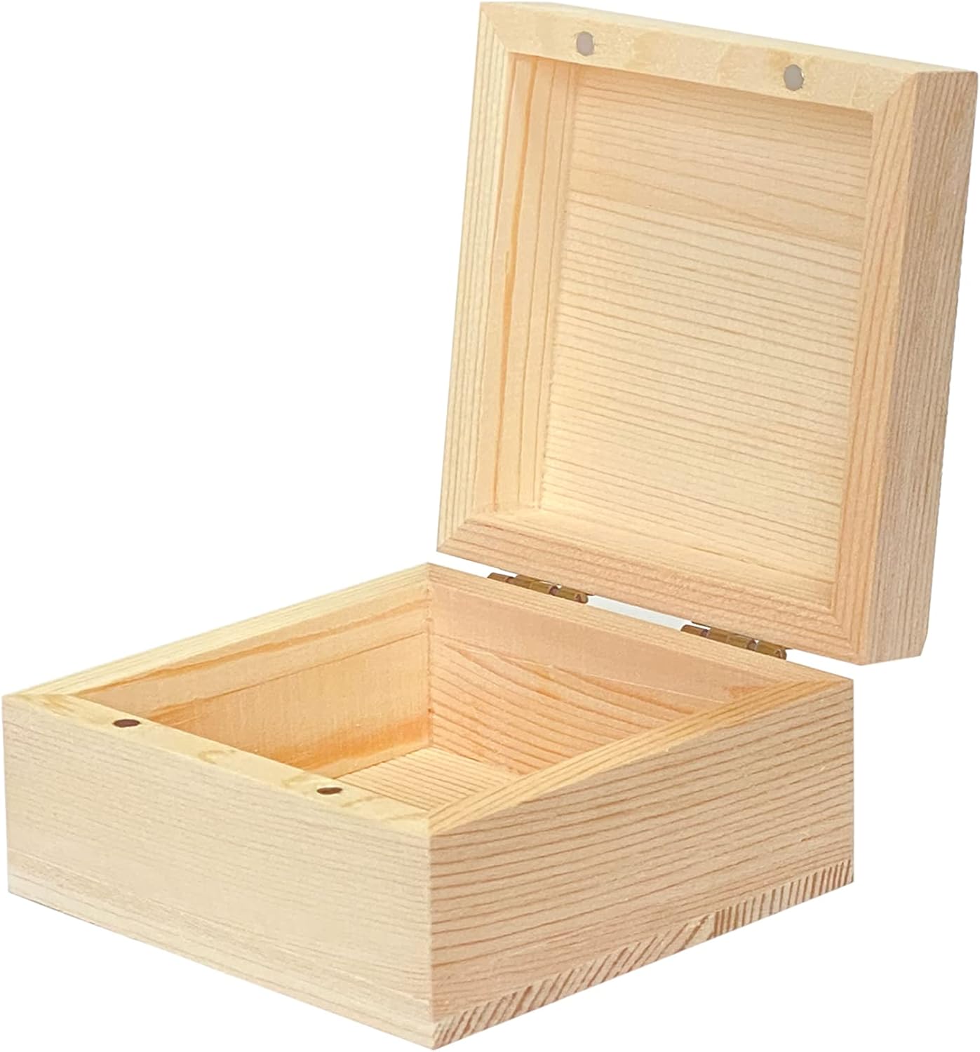 6 Pack Unfinished Wood Box Crafts Wooden Square Box with Magnetic Hinged Lid (3.5 x 3.5 x 1.9 in)