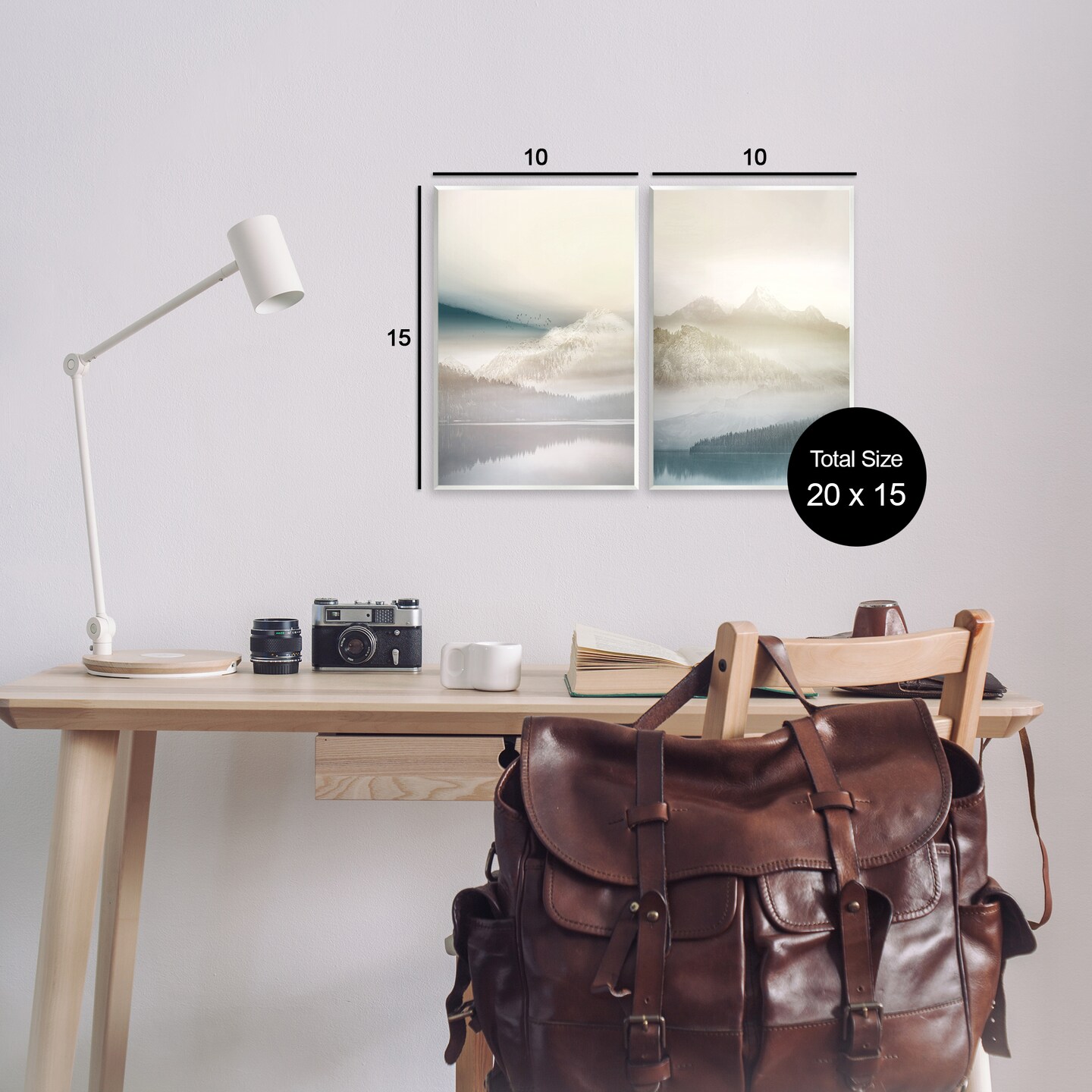 Stupell Industries Mountain Peaks & Neutral Lake 2pc Wall Plaque Set Design by Gemma Bardot