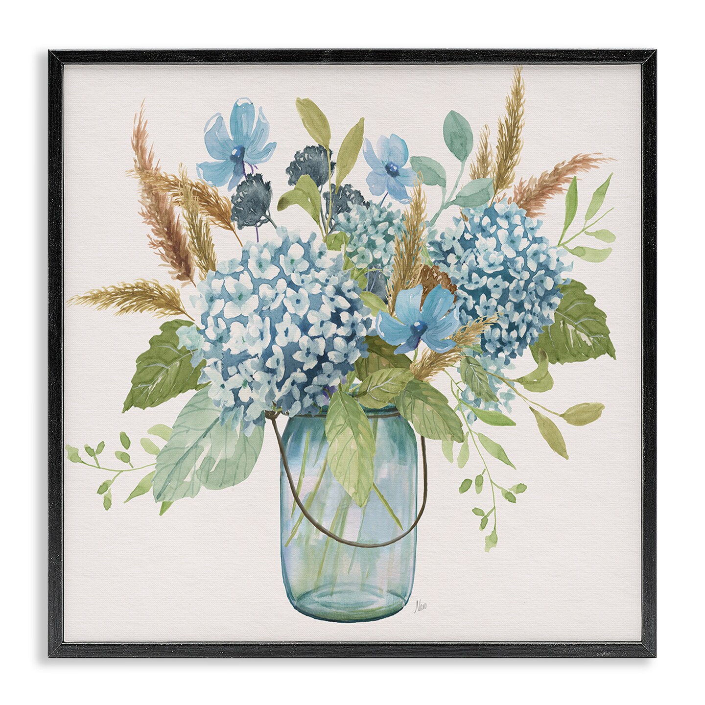 Stupell Industries Hydrangea in Mason Jar Framed Giclee Design by Nan
