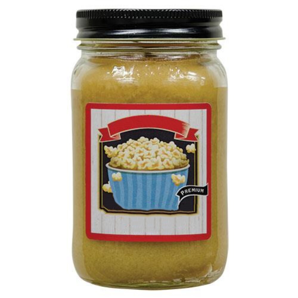 12 Ounce Paraffin Wax Pint Jar Candle with Kettle Corn Smell Perfect Size for Tabletop or Gift Baskets