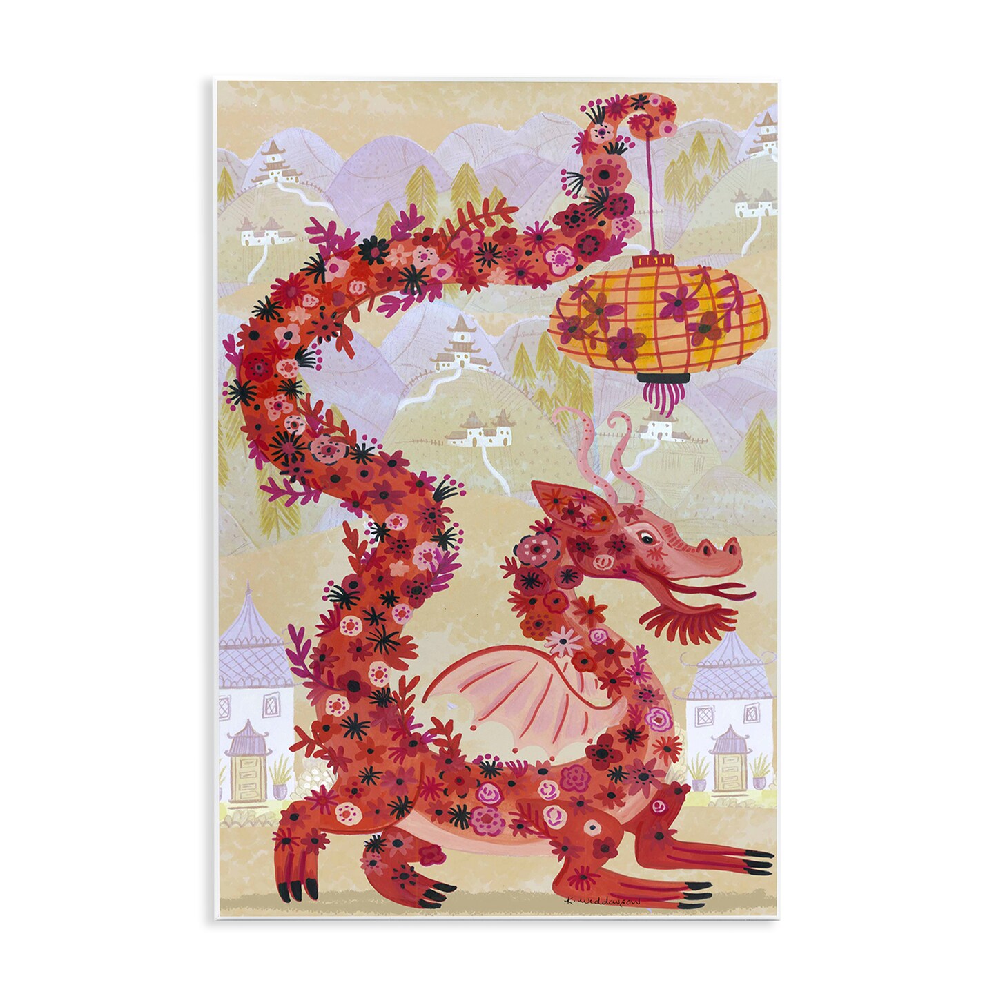 Stupell Industries Dragon & Lantern Mythology Wall Plaque Design by Kay Widdowson