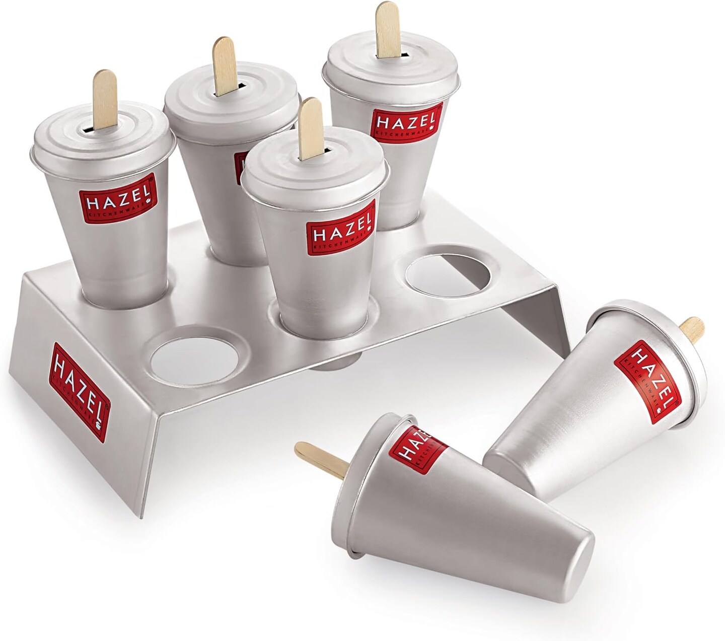 Aluminium Kulfi Mould Set of 6 & 12 Ice cream Sticks | Reusable Ice Cream & Popsicle Maker | DIY Kulfi Molds for Homemade Frozen Treats, Ice Pops & Desserts