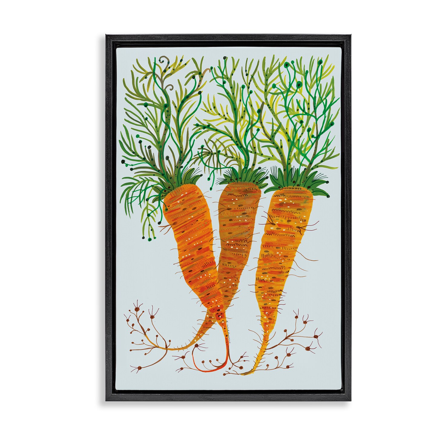 Stupell Industries Whimsical Garden Carrots Floating Frame Design by Kay Widdowson