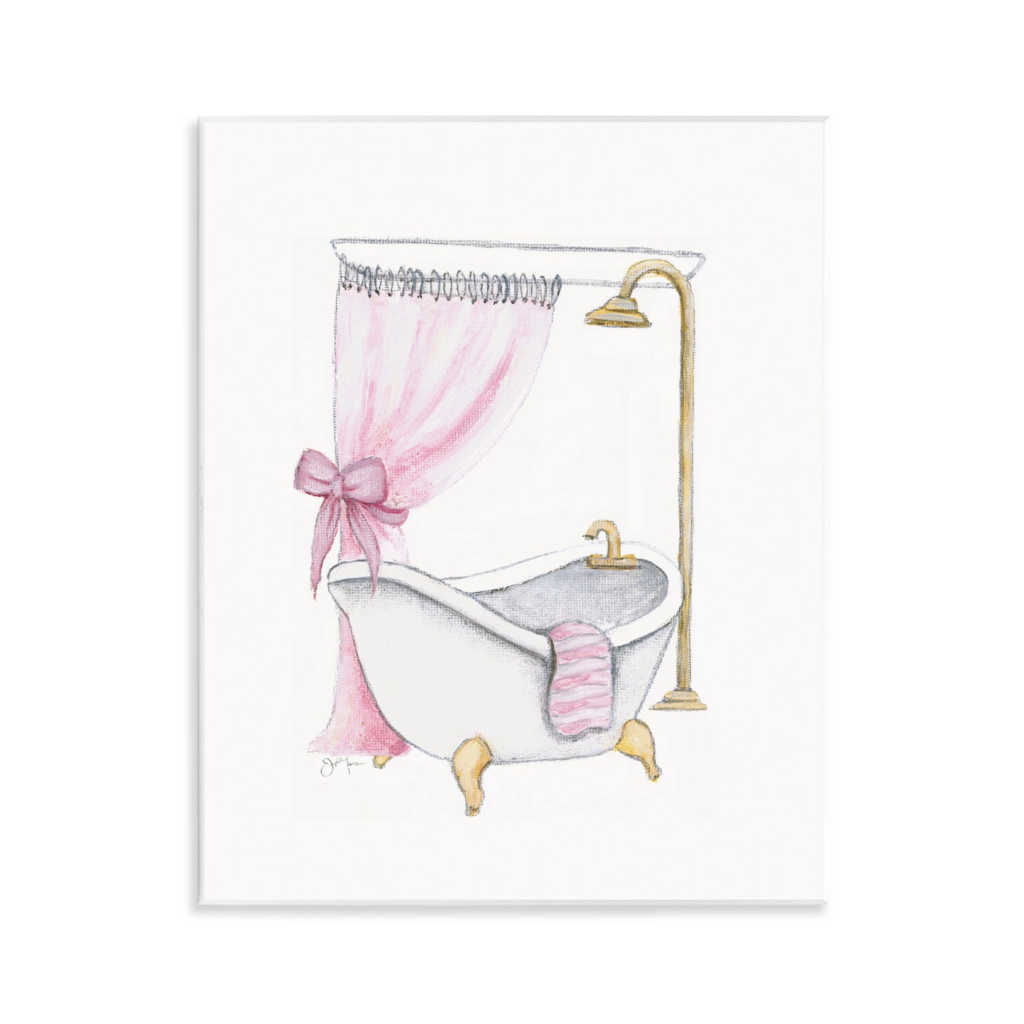 Stupell Industries Simple Glam Bathroom Tub Wall Plaque Design by Janet Tava