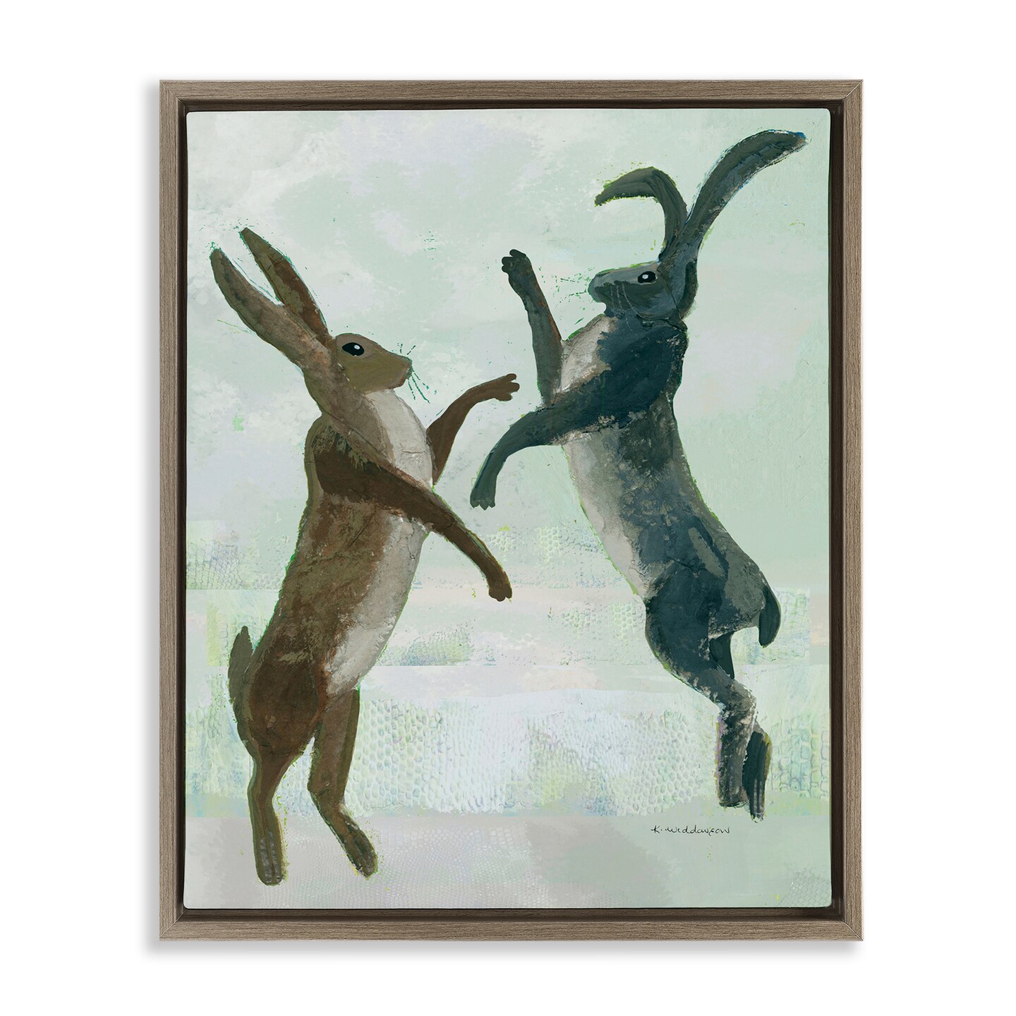 Stupell Industries Rustic Boxing Hares Floating Frame Design by Kay Widdowson