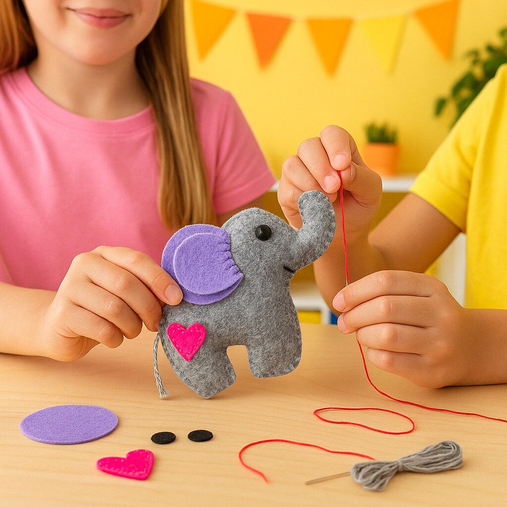 Felt Elephant DIY Craft Kit by FabricLA | Easy Sewing Project for Beginners | Suitable for Ages 9 &#x26; Up