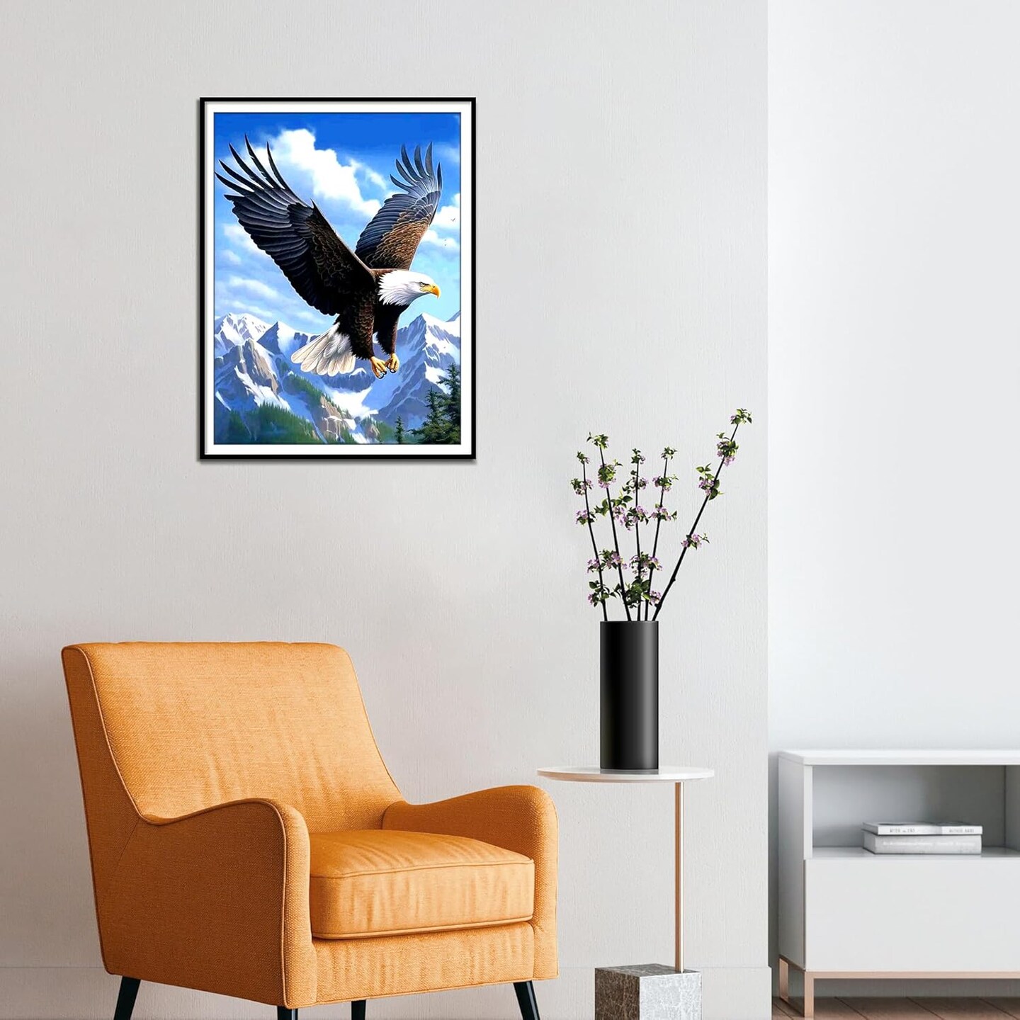Hawk Diamond Art Kits for Adults &#x26;Beginner, Animals Diamond Painting, 5D Gem Art Painting Kits with Round Diamonds, Eagle&#x26;Mountain Diamond dots for Home Wall Gift Decor (12x16inch)