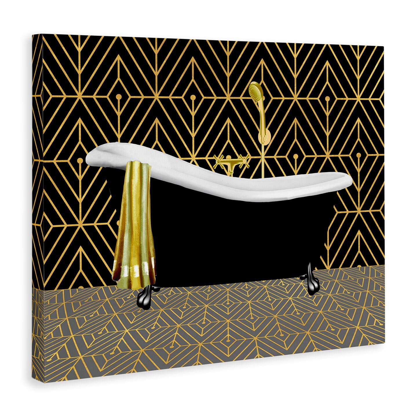 Stupell Industries Deco Patterned Bathtub Canvas Design by Conrad Knutsen