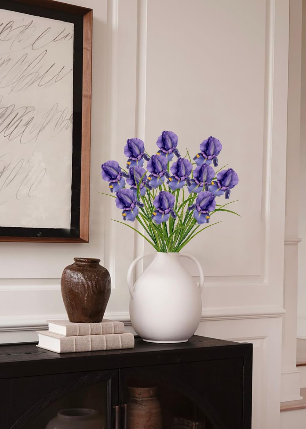 Iris Flowers Artificial 5 Pcs Real Touch Long Stems Iris Flowers 23.6" Silk Iris Fake Flowers for Wedding Bridal Home Decor - Purple