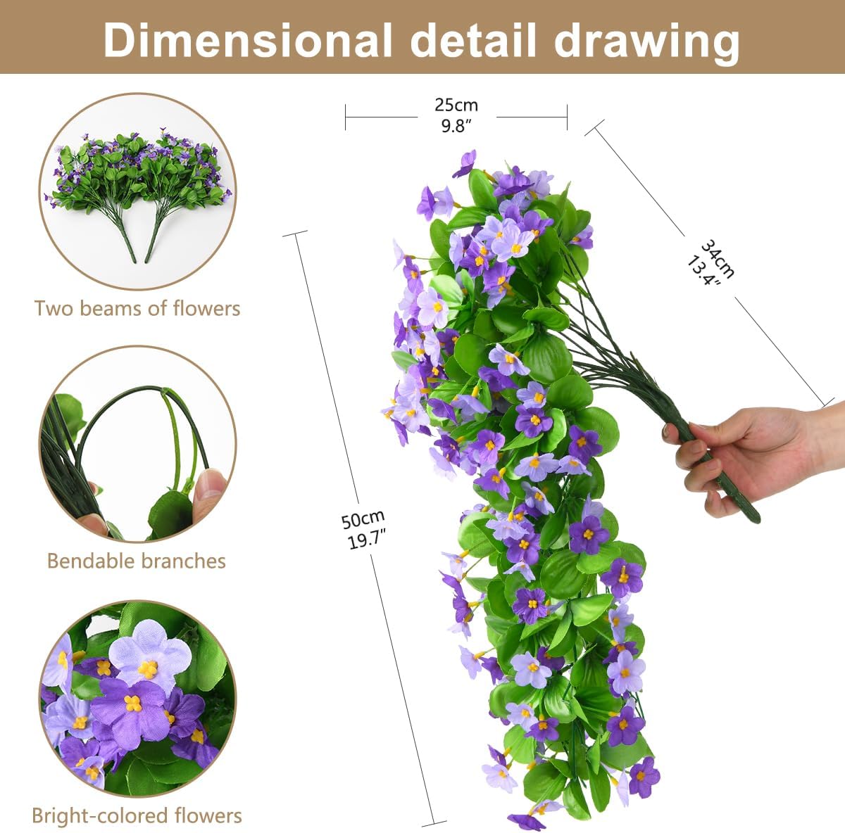 2 Pack Artificial Hanging Flowers