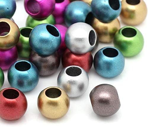 Multicolor Matte Metallic Acrylic Large Hole Beads 12mm with 5.7mm Hole, 400 Count