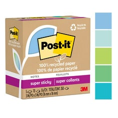 Post-it® Super Sticky Recycled Notes 654R-5SST, 3 in x 3 in (76 mm x 76 mm), 100% PEFC, SGSCH-PEFC-COC-110078