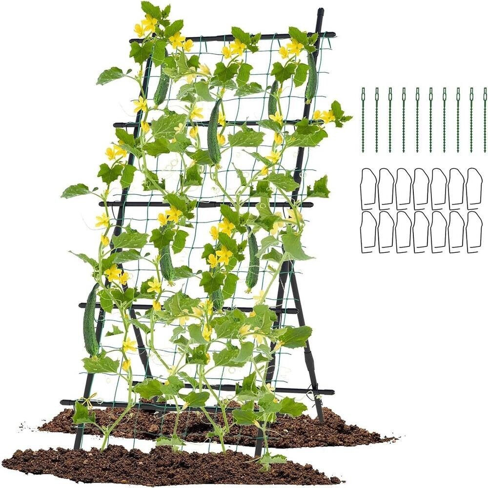 74&#x22; Cucumber Plant Support with A-Frame &#x26; Net