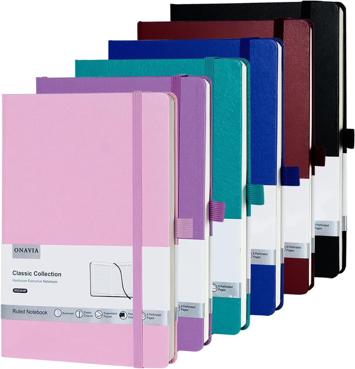 6 Pack Lined Journal Notebooks for Work, Travel, College, A5 Size 100 GSM Thick Paper, Classic Ruled, Hardcover Notepad for Writing 160 Pages