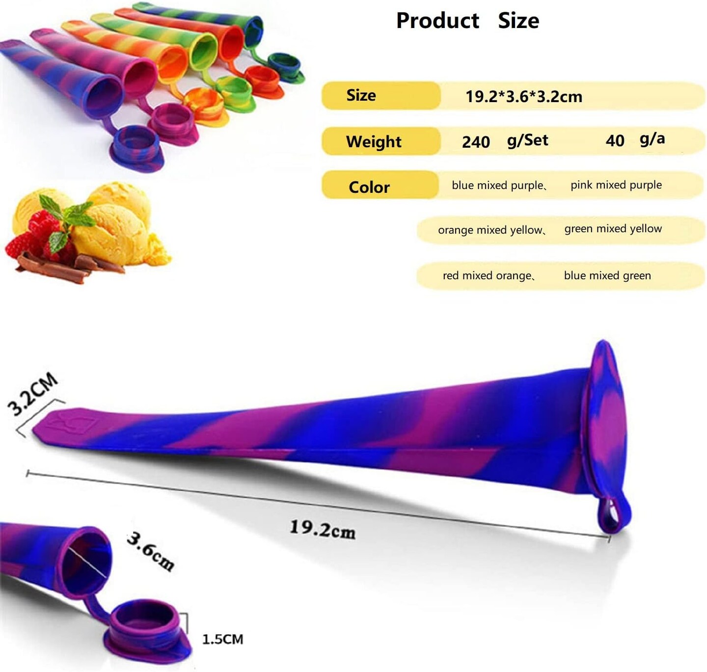 6pcs Popsicles Molds,Reusable Baby Silicone Popsicle Molds Multi Colors Ice Cream Mold Tray Ice Froze with Lids for DIY Popsicles,Yogurt Sticks,Jelly,Chilled Drinks
