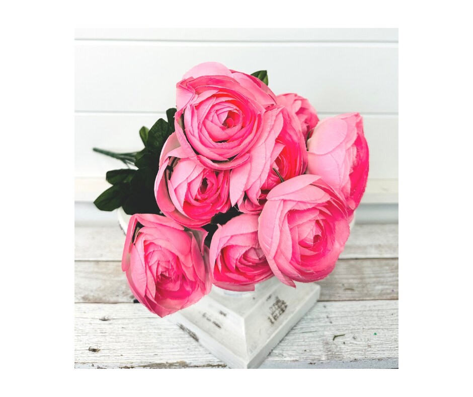 Artificial Pink Ranunculus Flower Bush - 20 Inches-63329PK