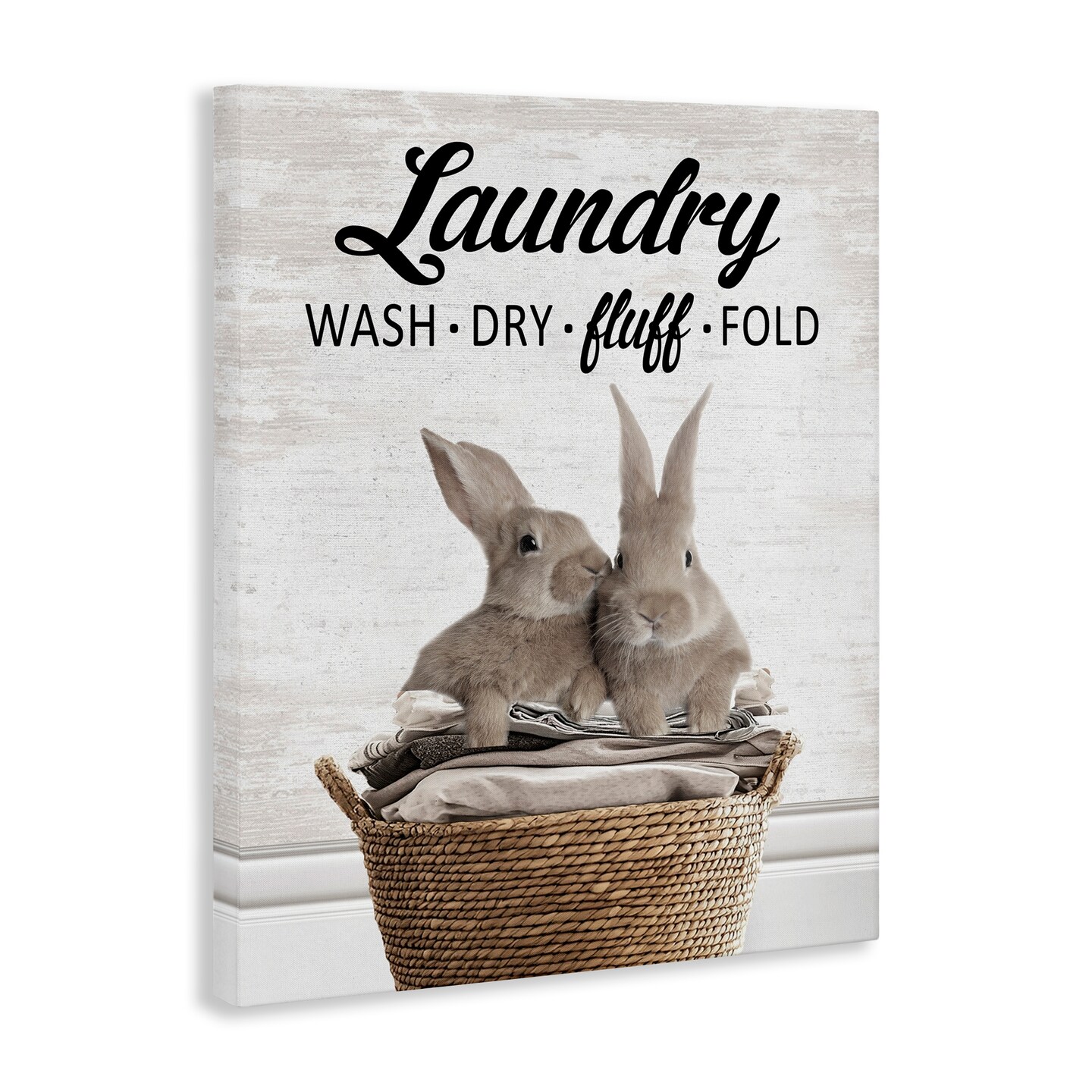 Stupell Industries Bunnies & Laundry Basket Canvas Design by Lettered and Lined