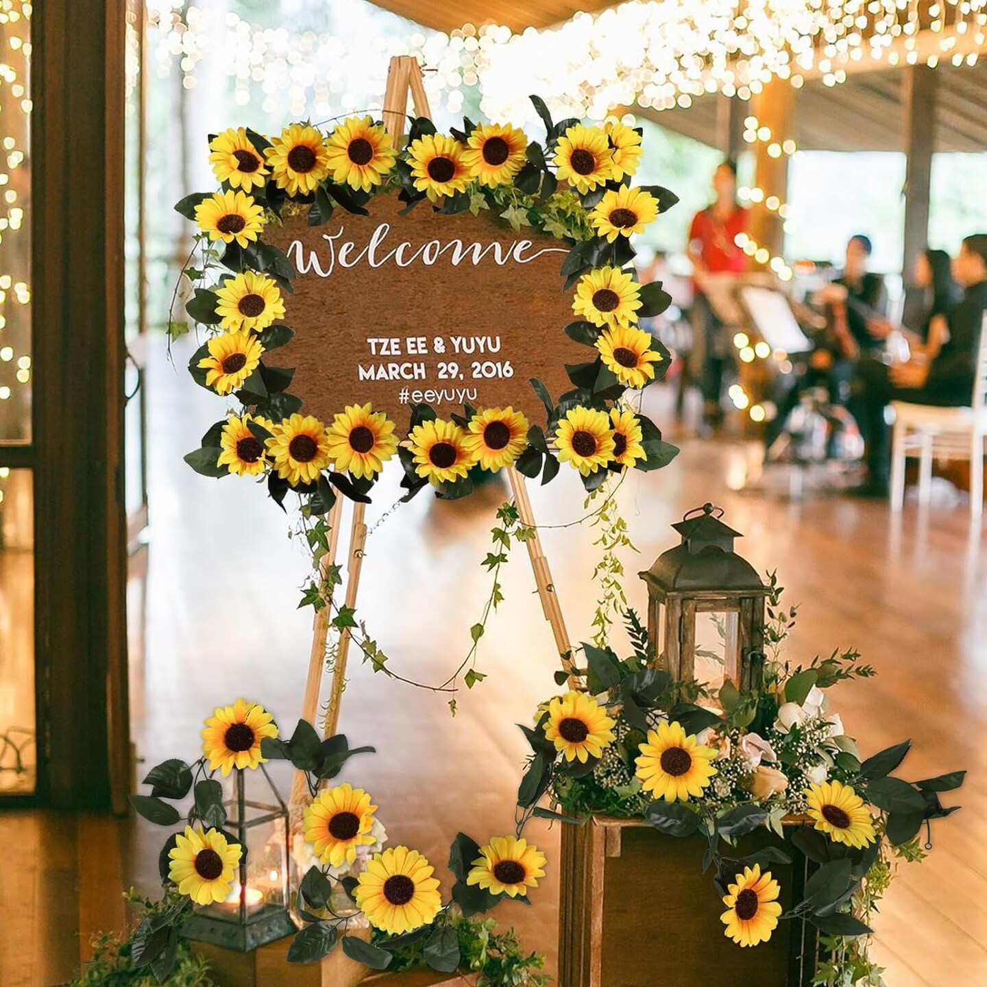 4 Pack Artificial Sunflower Garland Decor Sunflower Vine Hanging Flowers Garland Home Wedding Party Decoration