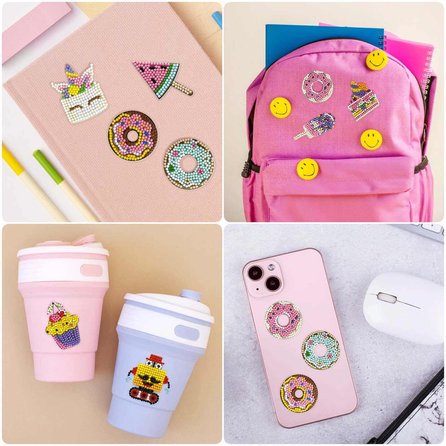 Wrapables Diamond Art Kits, 5D Gem Painting DIY Arts & Crafts Stickers, 8pcs Sweet Treats