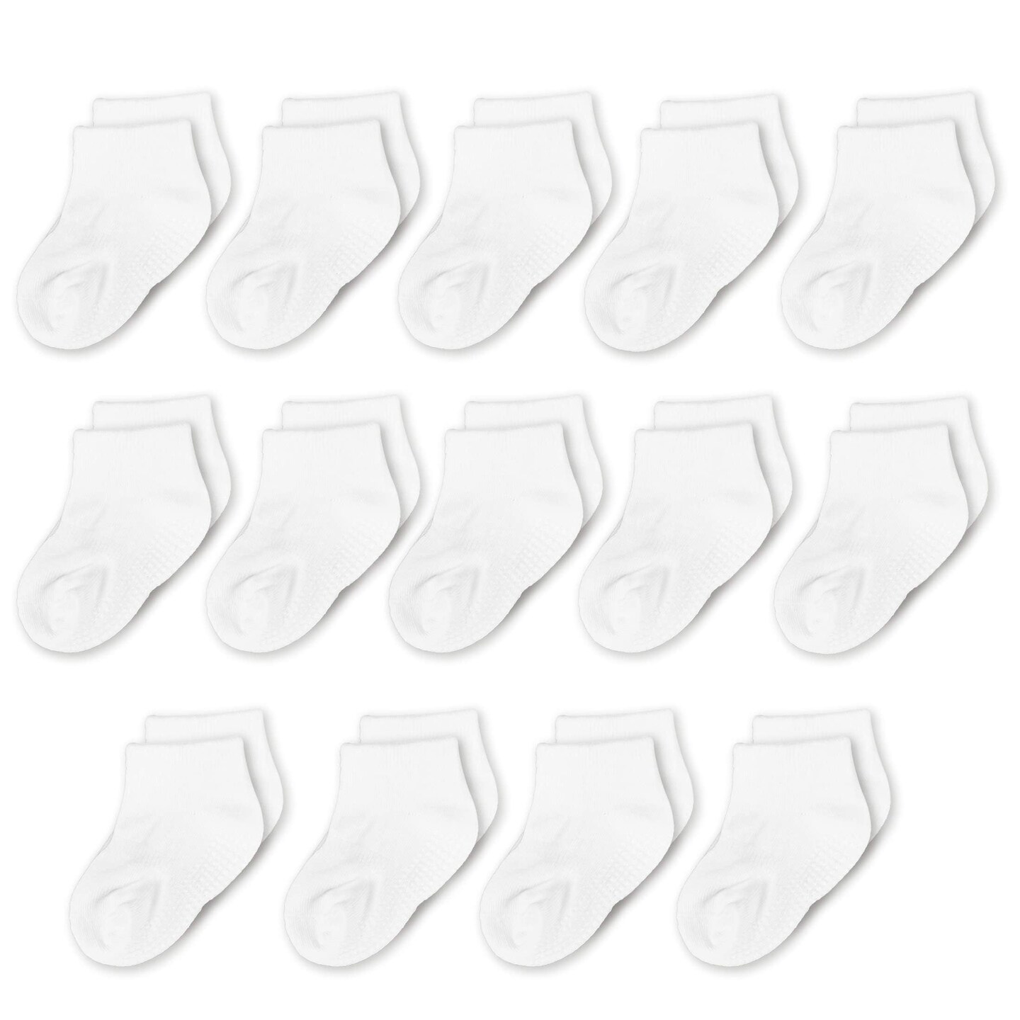 CozyWay Baby Socks with Grippers Non Slip Low Cut Grip Socks For Boys and Girls Babies Comfy Soft Cotton Infant - 6-12 Months Unisex White - 14 Pack