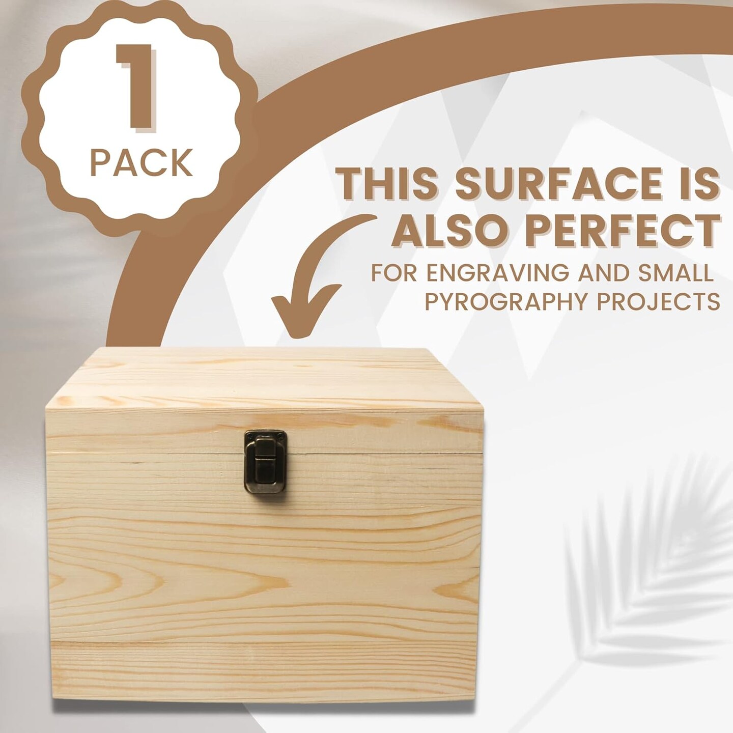 10" x 7" x 7" Unfinished Wooden Box with Hinged Lid & Front Clasp for DIY Art Project Crafts Woodcraft Keepsake - Easy to Stain Paint Wood Burning