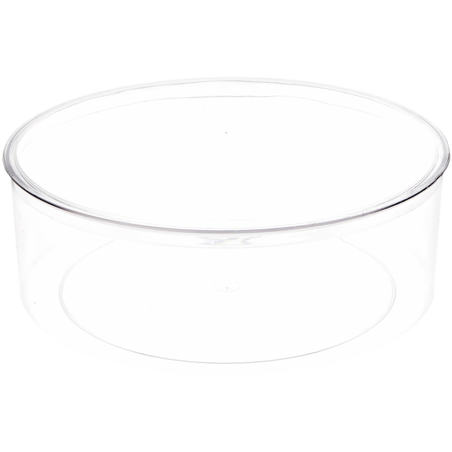 Pioneer Plastics 250C Clear Large Round Plastic Container, 9.9375" W x 3.5625" H