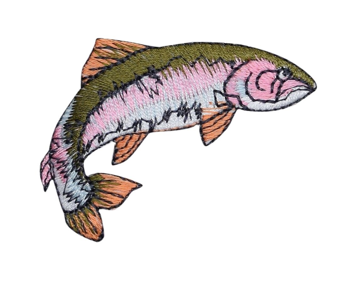 Rainbow Trout, Fish, Embroidered, Iron on Patch