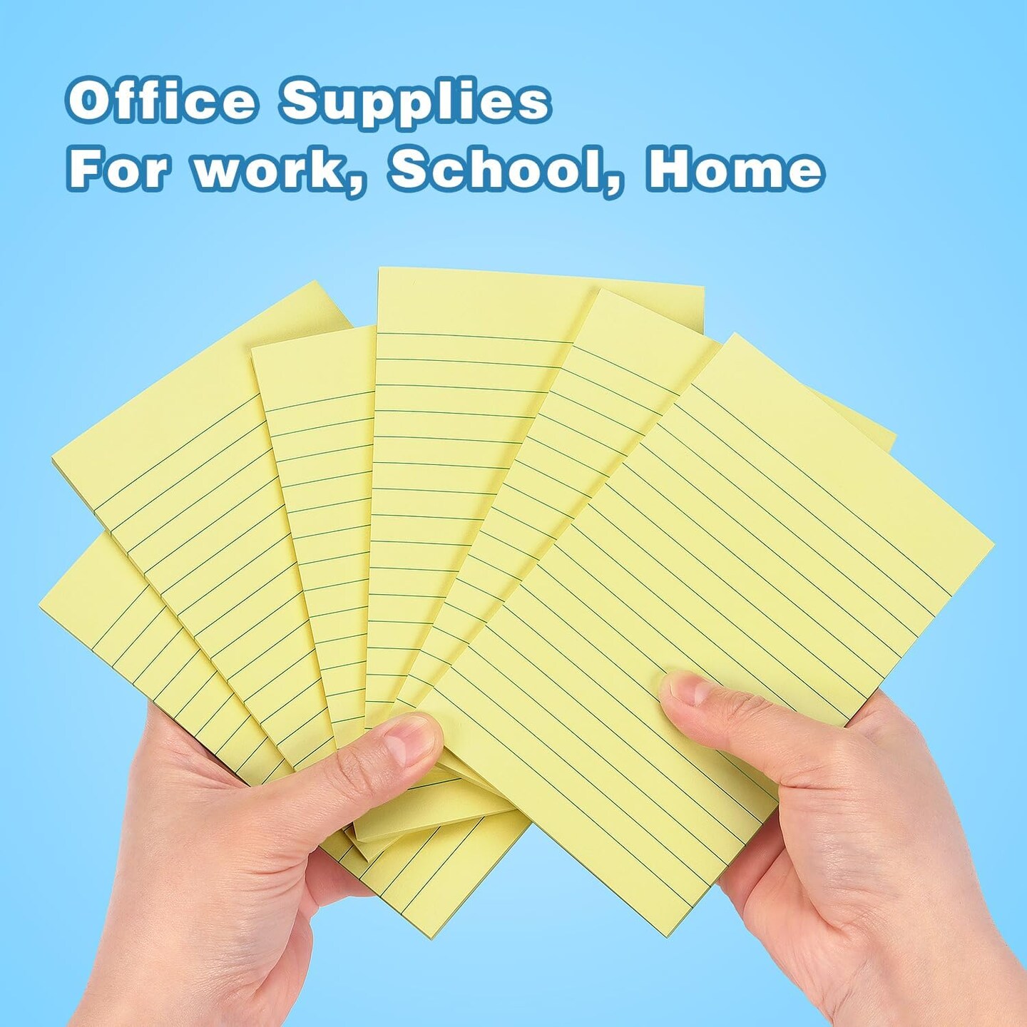 6 Pads Lined Sticky Notes with Lines Self-Stick Notes Bright Color Sticky Notes, 45 Sheets/Pad (Yellow)