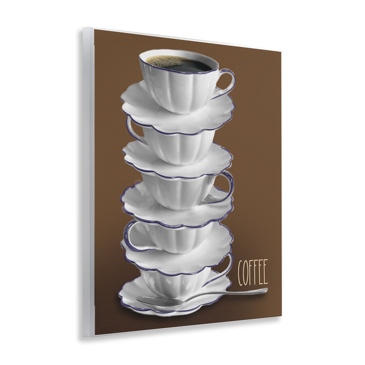 Stupell Industries Stacked Teacups with Coffee Wall Plaque Design by Matthew Piotrowicz