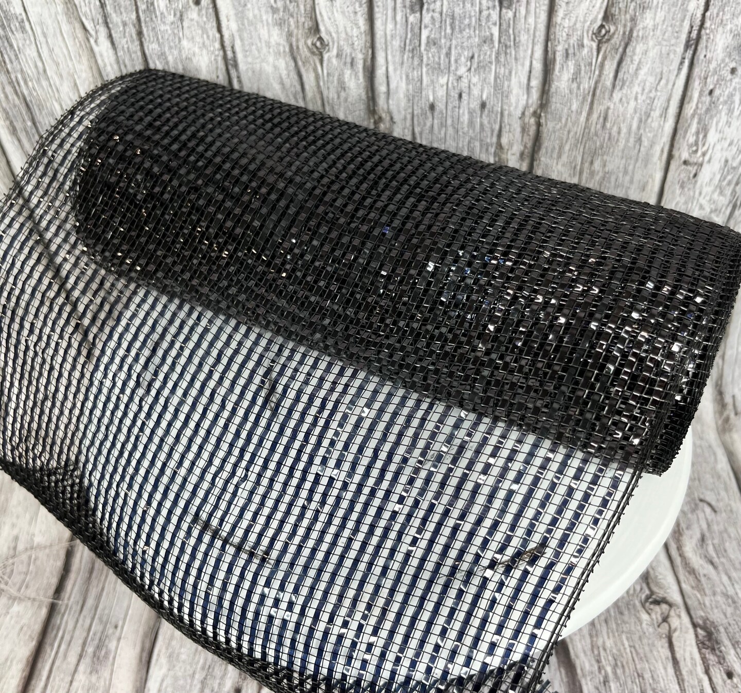 10&#x22; x 10yd Black Foil 10 inch mesh for wreaths-RE134102