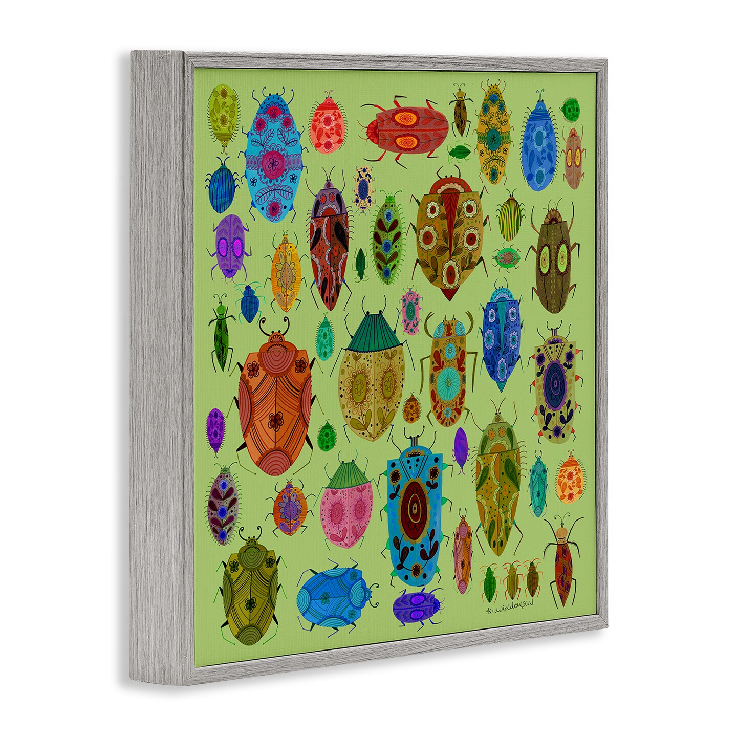 Stupell Industries Flowery Bugs &#x26; Insects Framed Giclee Design by Kay Widdowson
