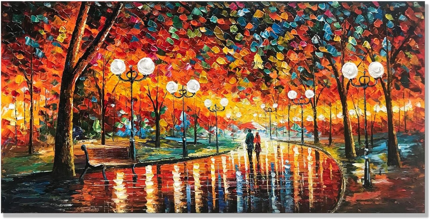 Modern Oil Paintings on Canvas Large Wall Art 24x48 Inches Romantic Abstract Paintings Contemporary Art Colorful Artwork Wall Decor for Bathroom Living Room